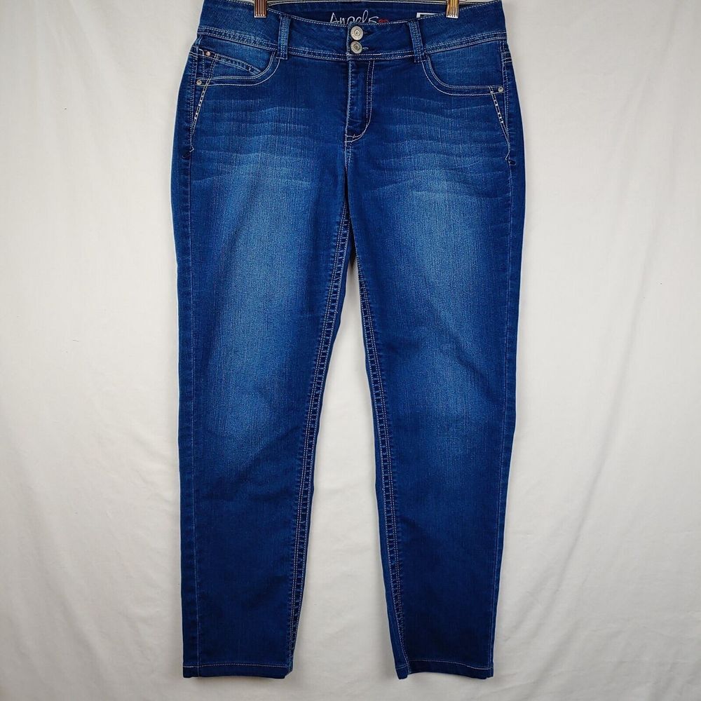 Angels Jeans Womens‎ Size 10 34x27 Curvy Straight Blue Sequins Embroidered